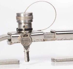 TRAVA ANTI FURTO INOX COM CHAVE SEGREDO